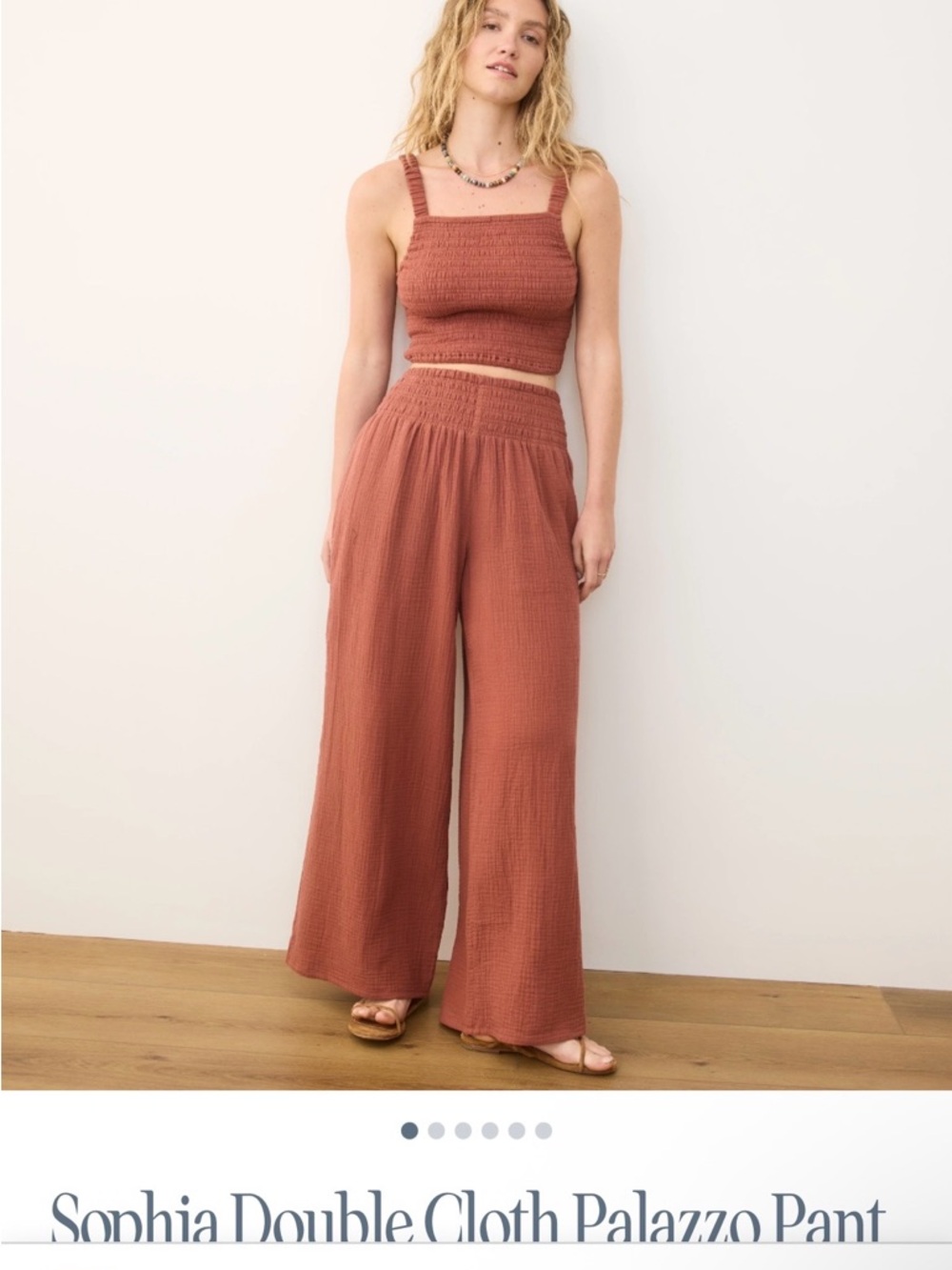 Marine Layer Sophia Wide-Leg Palazzo Pant - Rusty Terracotta